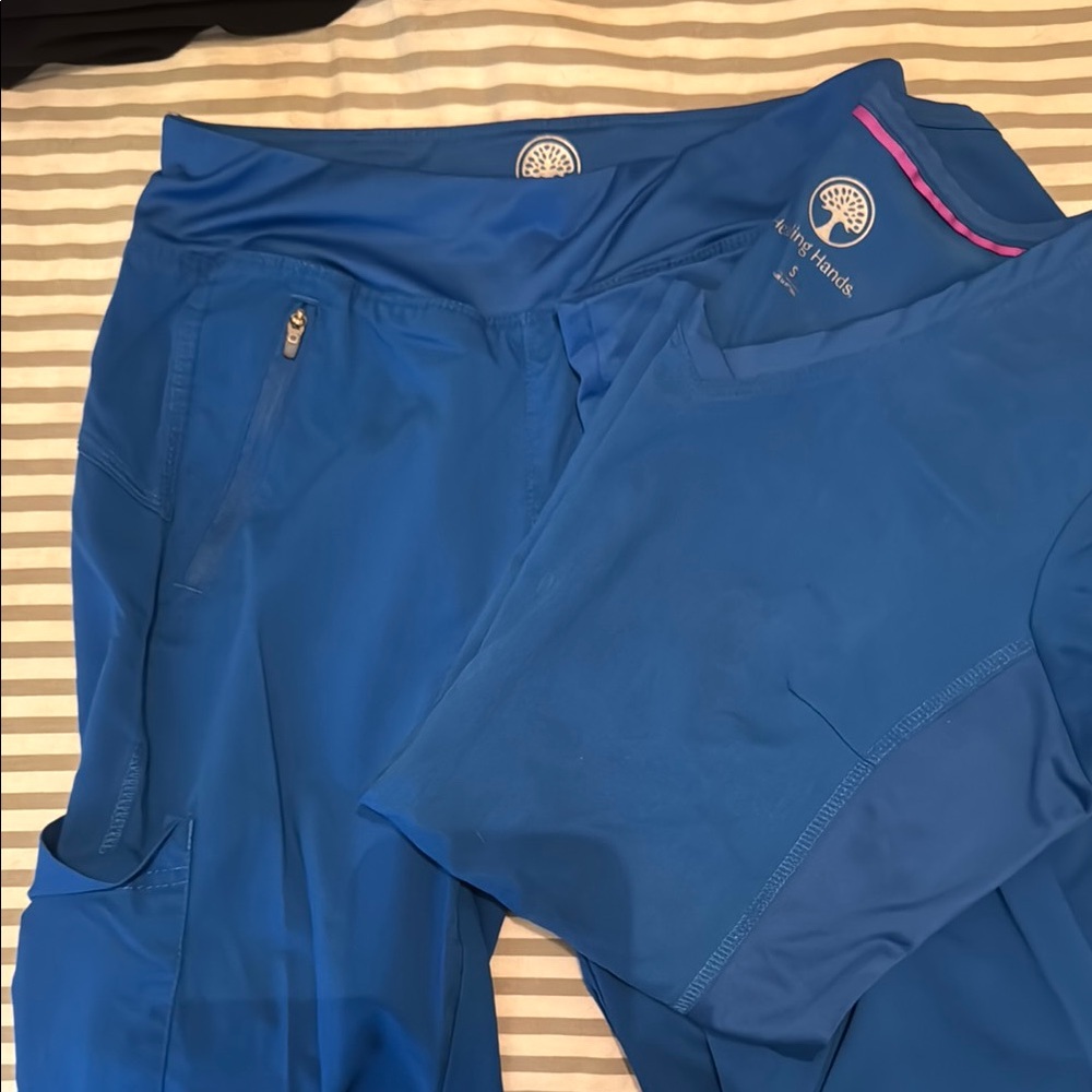 Healing Hands royal Blue Scrub Set joggers XS, top S